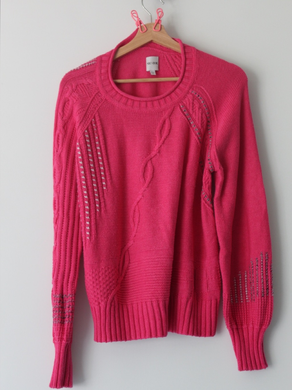 Bright Pink Cable Knit Sweater - Reposhing